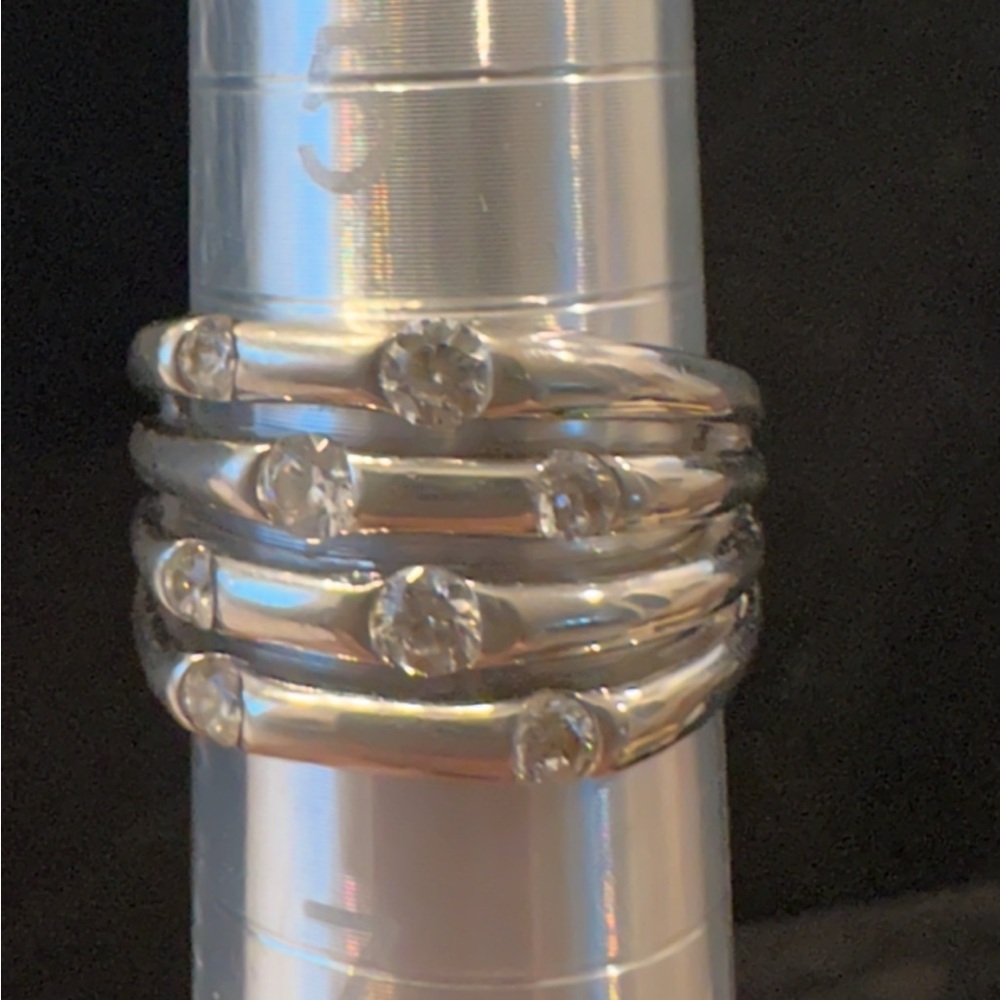 Elegant Silver Band Ring with CZ 925 China - Picture 2 of 6